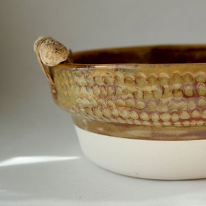 Ahşap Kulplu Bal Rengi Kase