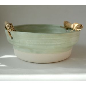 Ahşap Kulplu Su Yeşili Kase