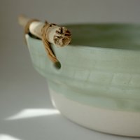 Ahşap Kulplu Su Yeşili Kase küçük resim 4