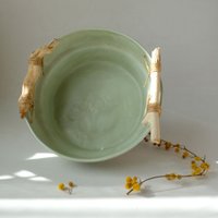 Ahşap Kulplu Su Yeşili Kase küçük resim 2